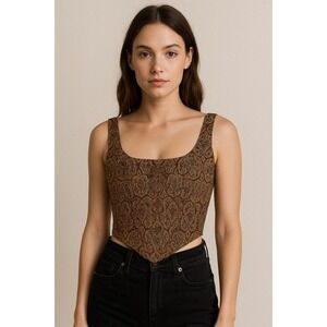 Gigi Clark Corset Top Embellished Paisley Renaissance Fairycore‎ Cottagecore